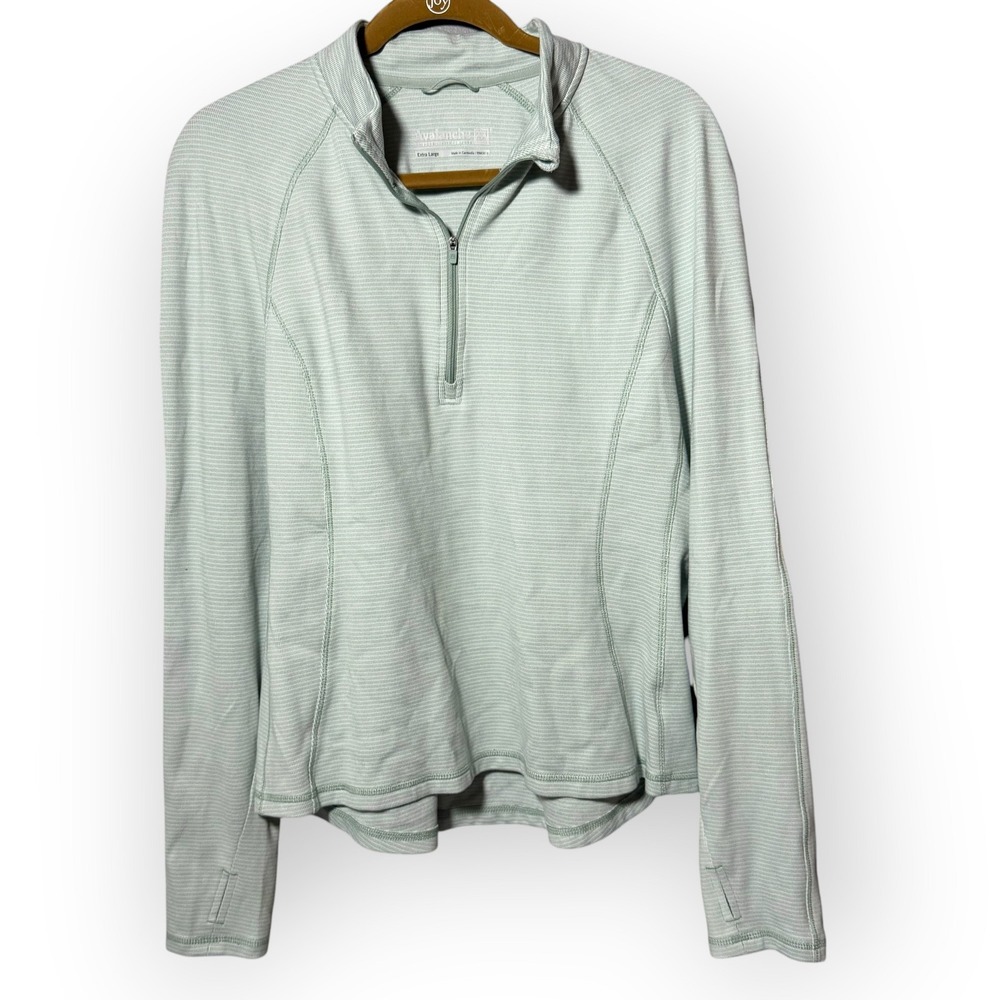 Avalanche Women Extra Large Mint Green Striped Quarter‎ Zip Pullover Active Top